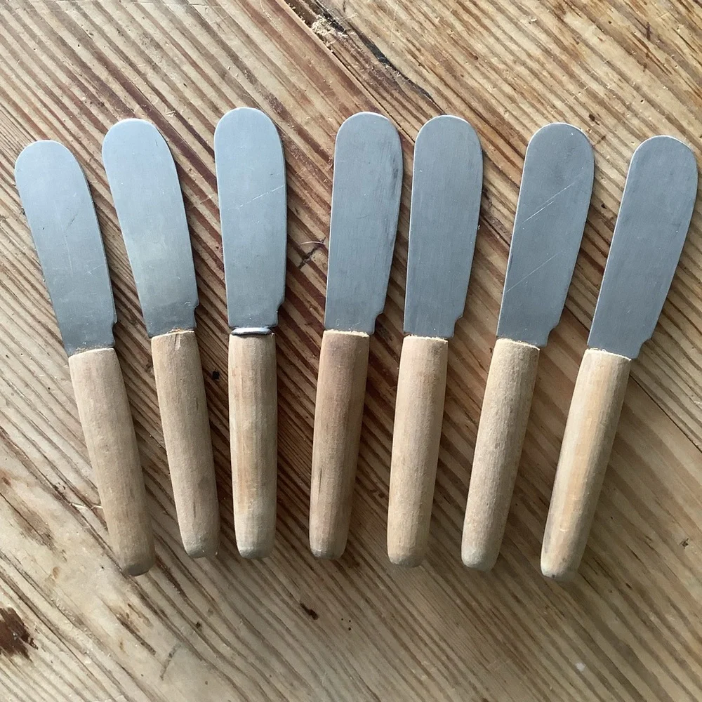 Vintage 7 Japan Wood Handle Hors D’Oeuvres Butter Spreaders